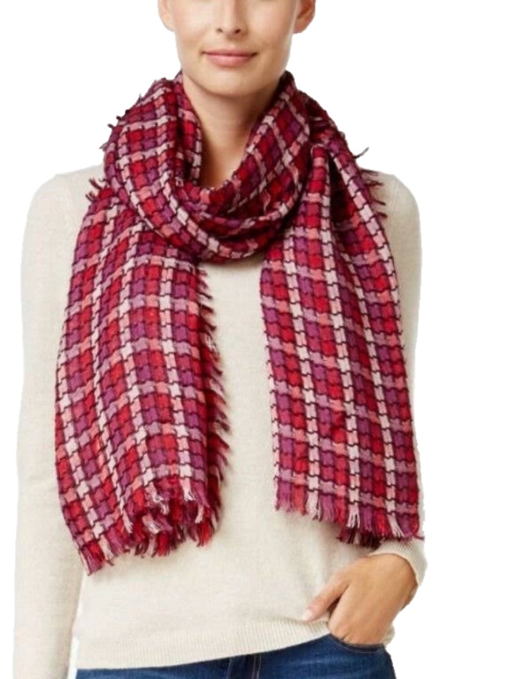 INC International Concepts Contoured Houndstooth Pattern Scarf/Wrap
